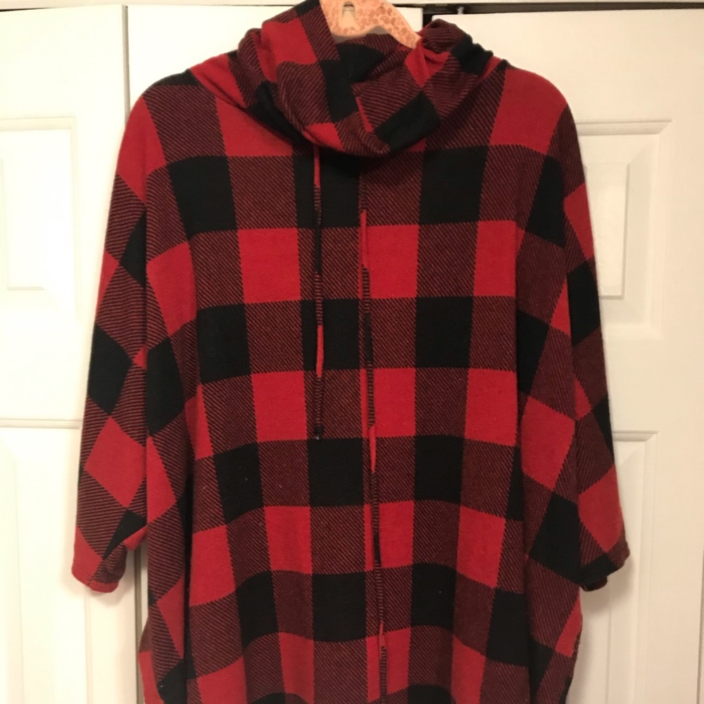 Red plaid poncho
